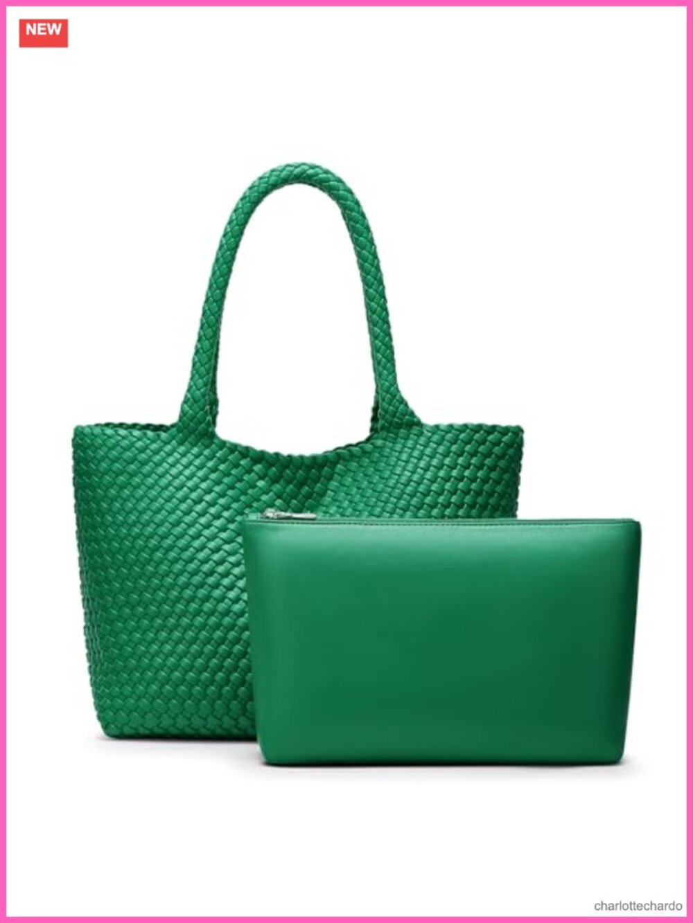 Handwoven Vegan Leather Tote for Women, Magnetic Closure, Detachable Clutch,